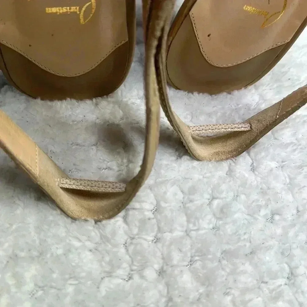Christian Louboutin SZ 9.5 Nude Canne A Peche Heels - Picture 7 of 8